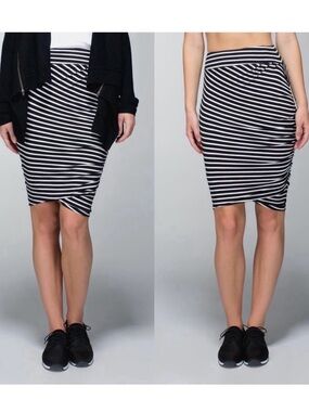lululemon athletica Black and White Striped Pencil Skirt